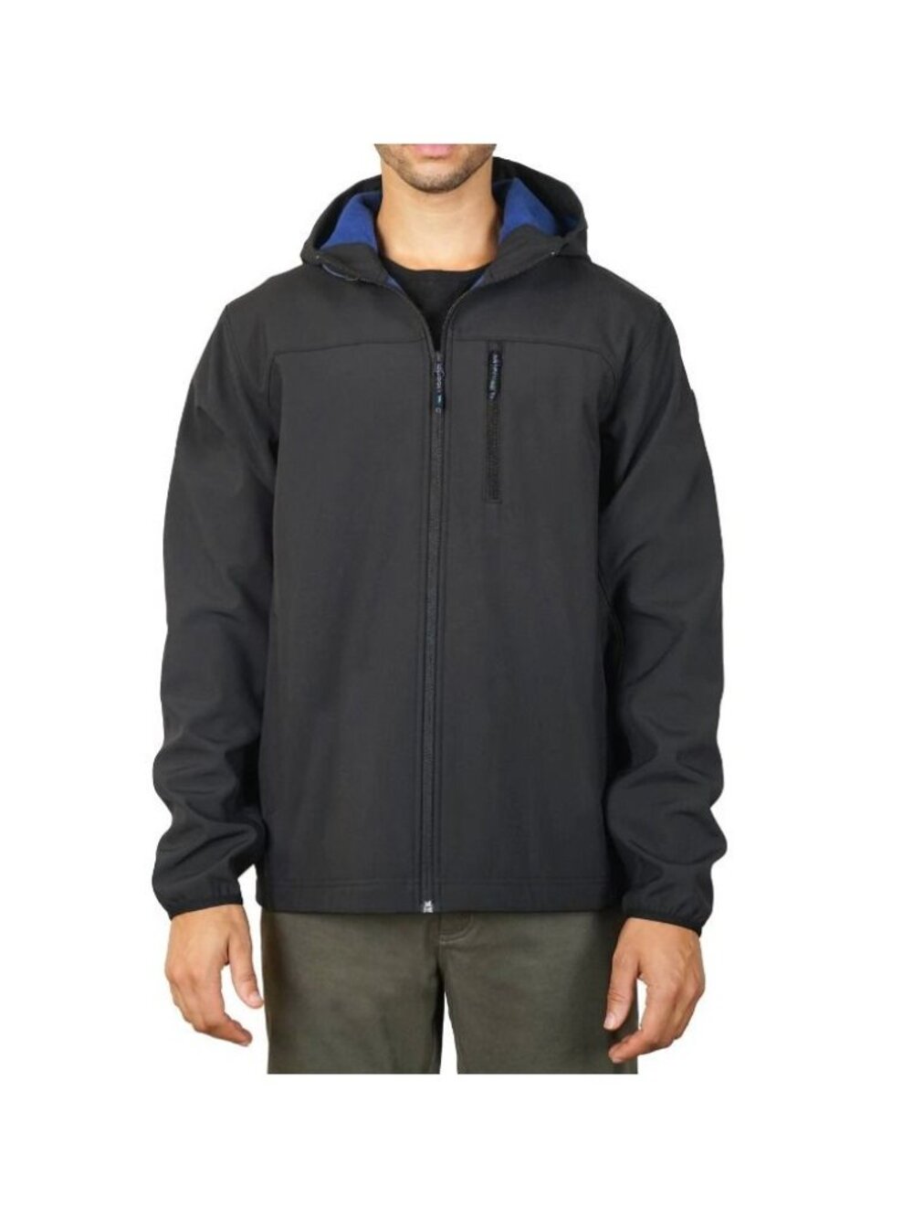 ⭐Men's Jacket Top Sz L Hawke & Co Packable Rain Defender Black Blue Windbreaker⭐